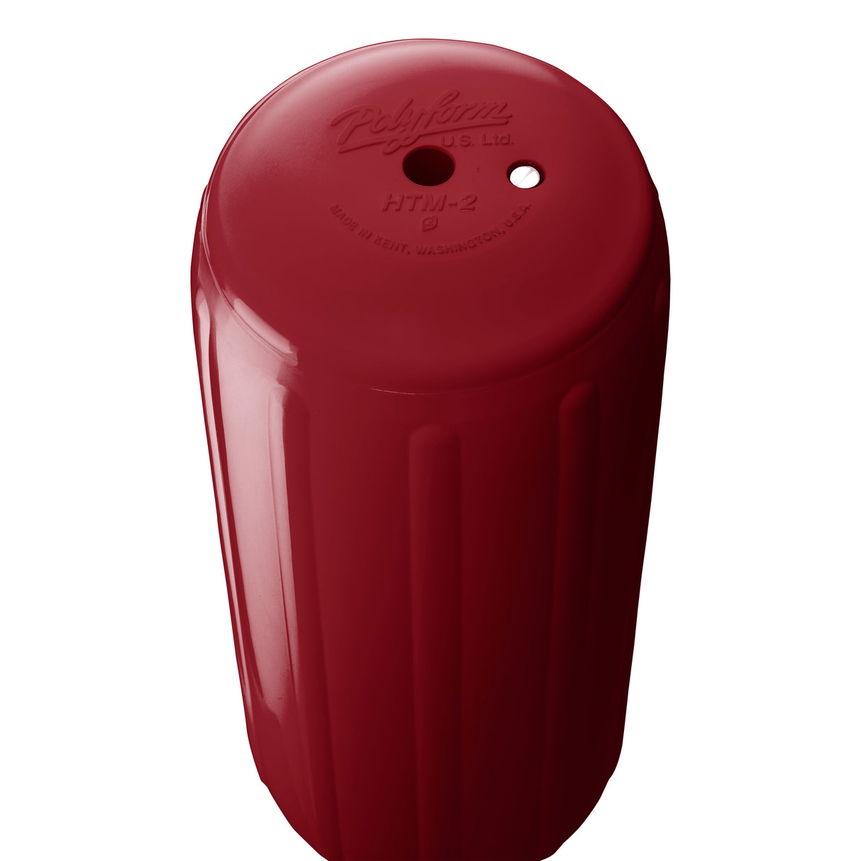 Burgundy hole through center boat fender, Polyform HTM-2 angled shot