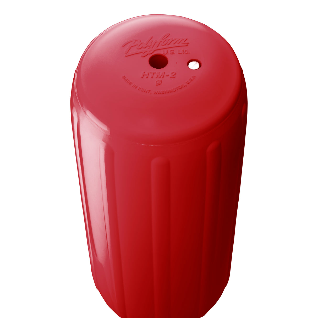 Classic Red hole through center boat fender, Polyform HTM-2 angled shot