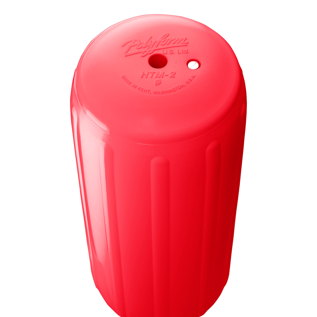 Red hole through center boat fender, Polyform HTM-2 angled shot