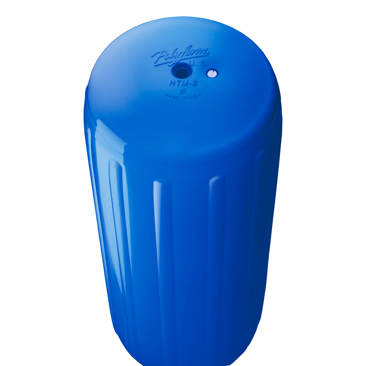 Blue hole through center boat fender, Polyform HTM-3 angled shot