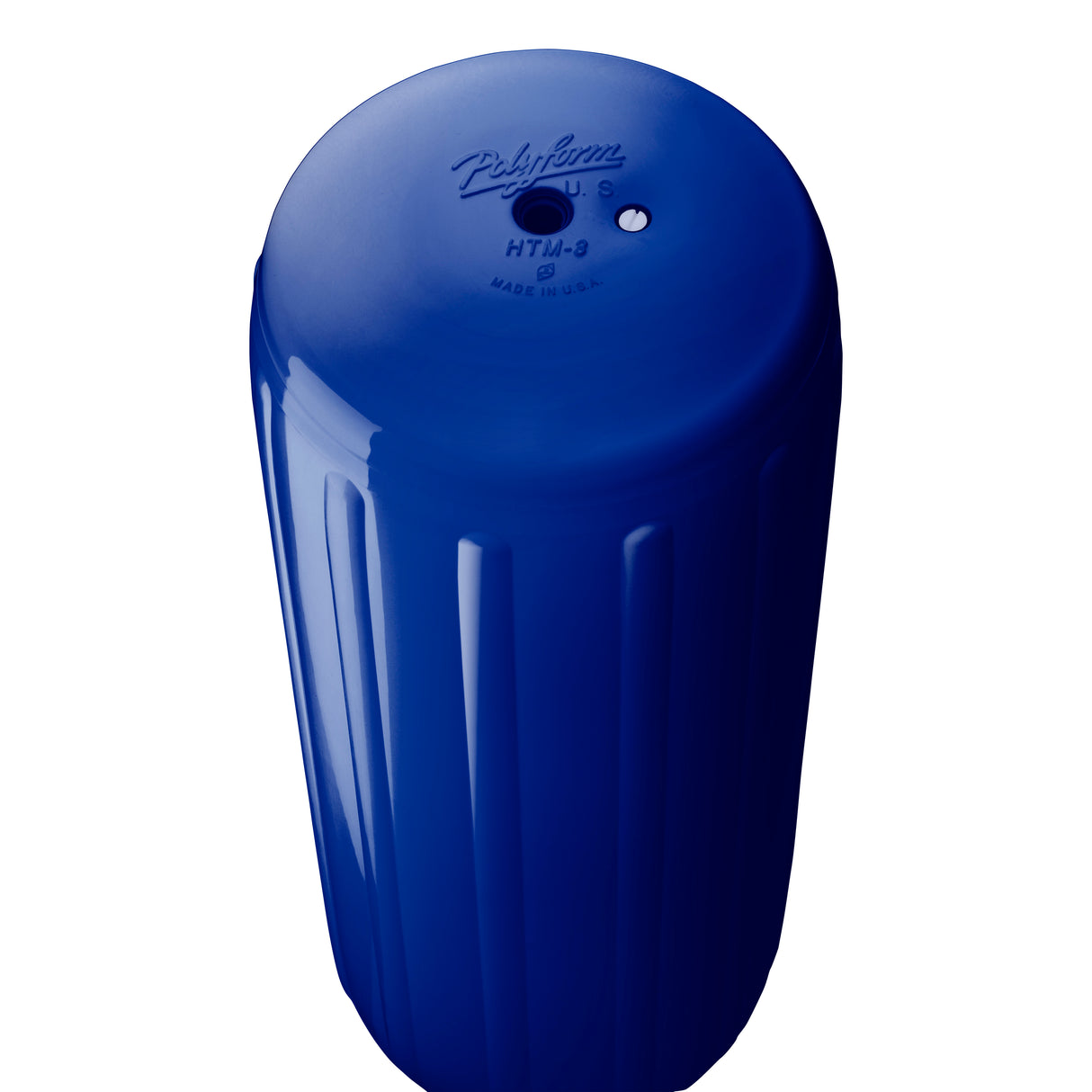 Cobalt Blue hole through center boat fender, Polyform HTM-3 angled shot
