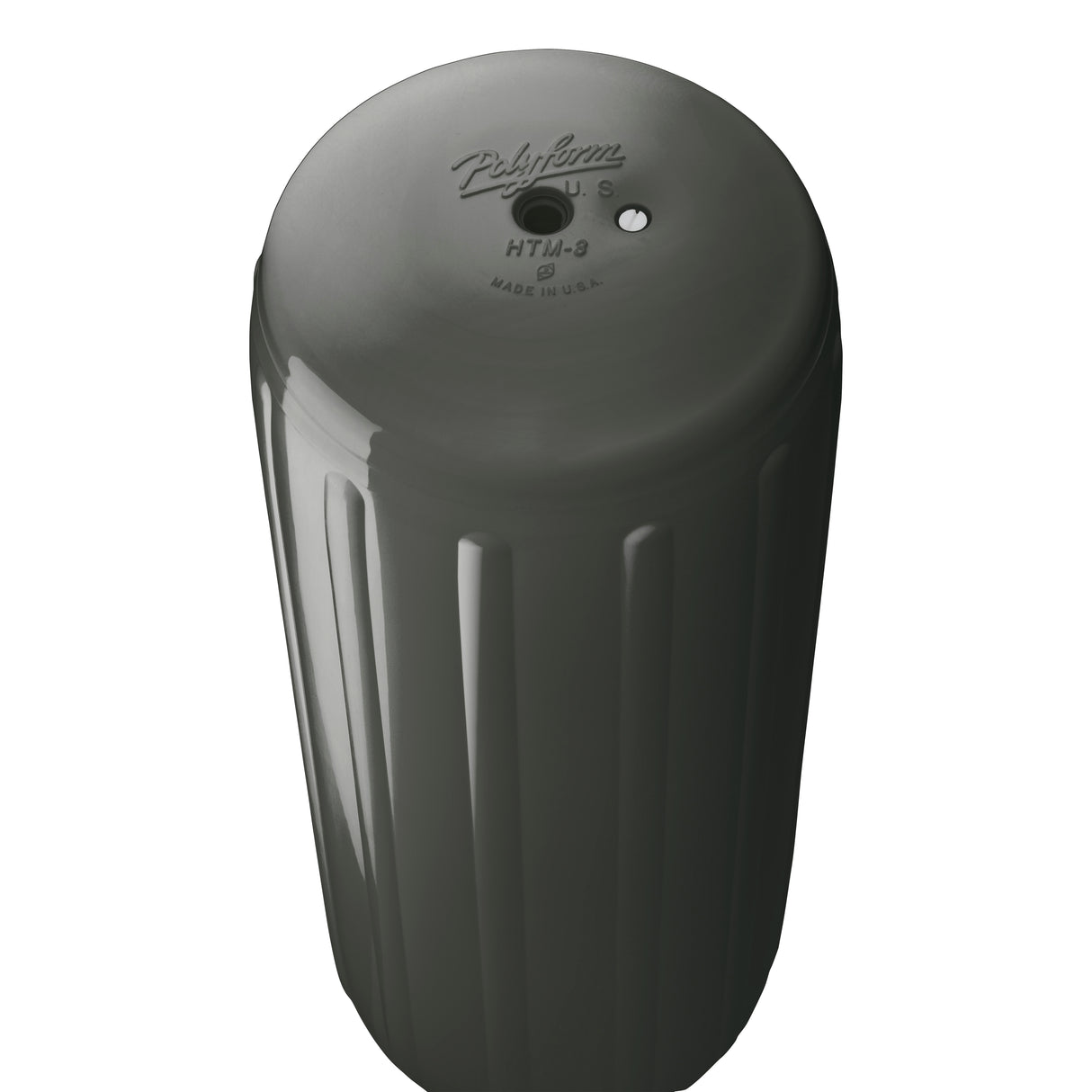 Graphite hole through center boat fender, Polyform HTM-3 angled shot