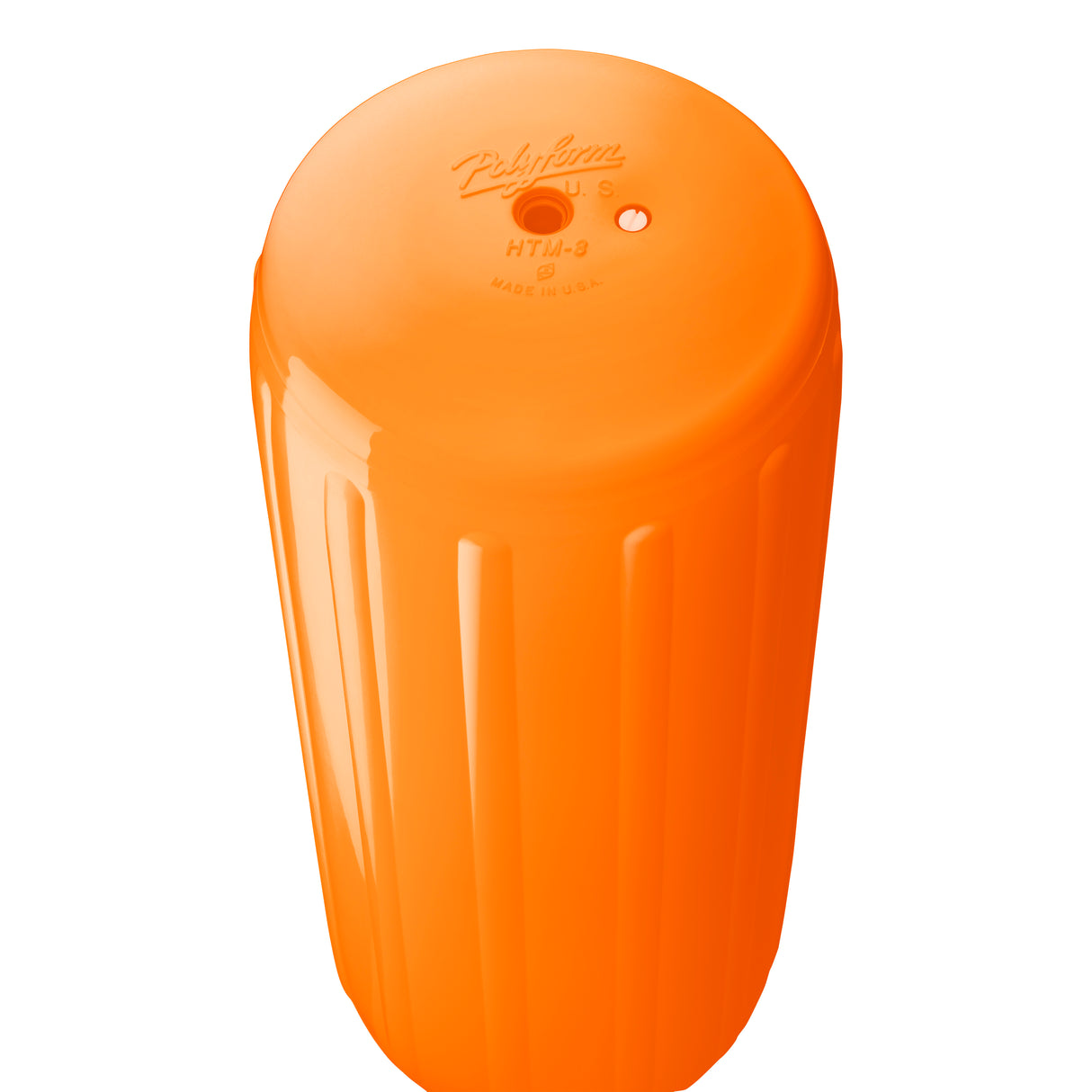 Orange hole through center boat fender, Polyform HTM-3 angled shot