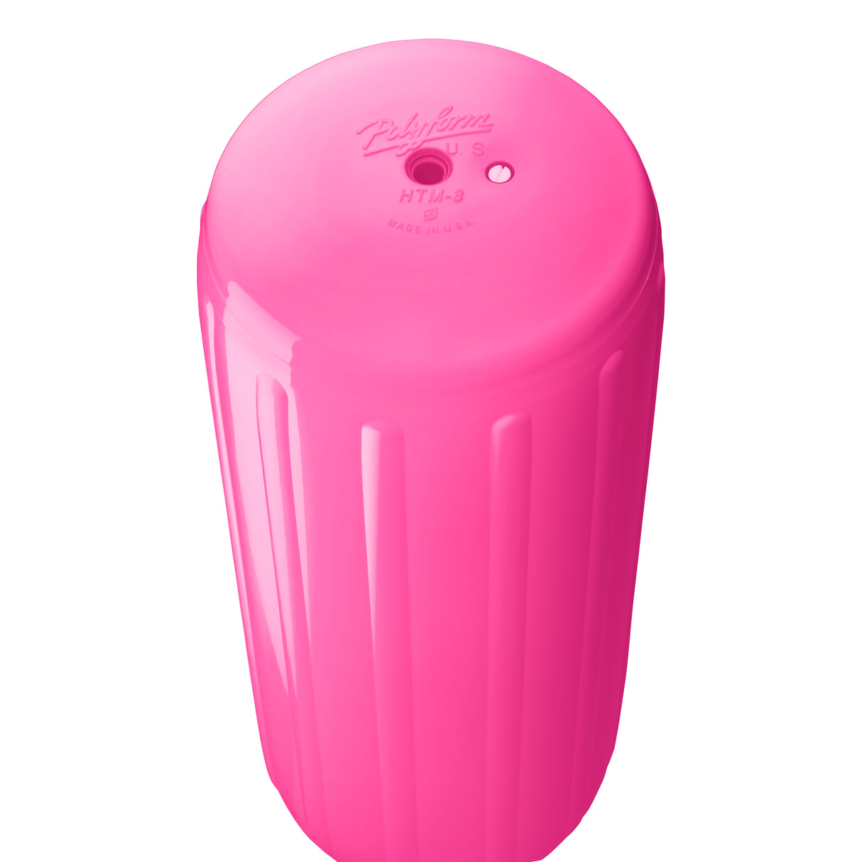 Pink hole through center boat fender, Polyform HTM-3 angled shot