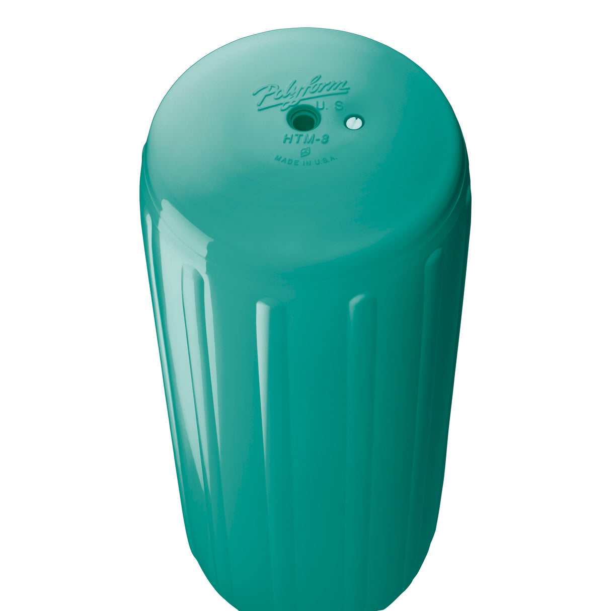 Teal hole through center boat fender, Polyform HTM-3 angled shot