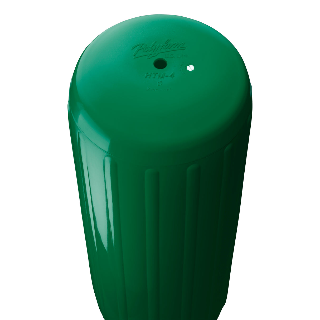 Forest Green hole through center boat fender, Polyform HTM-4 angled shot