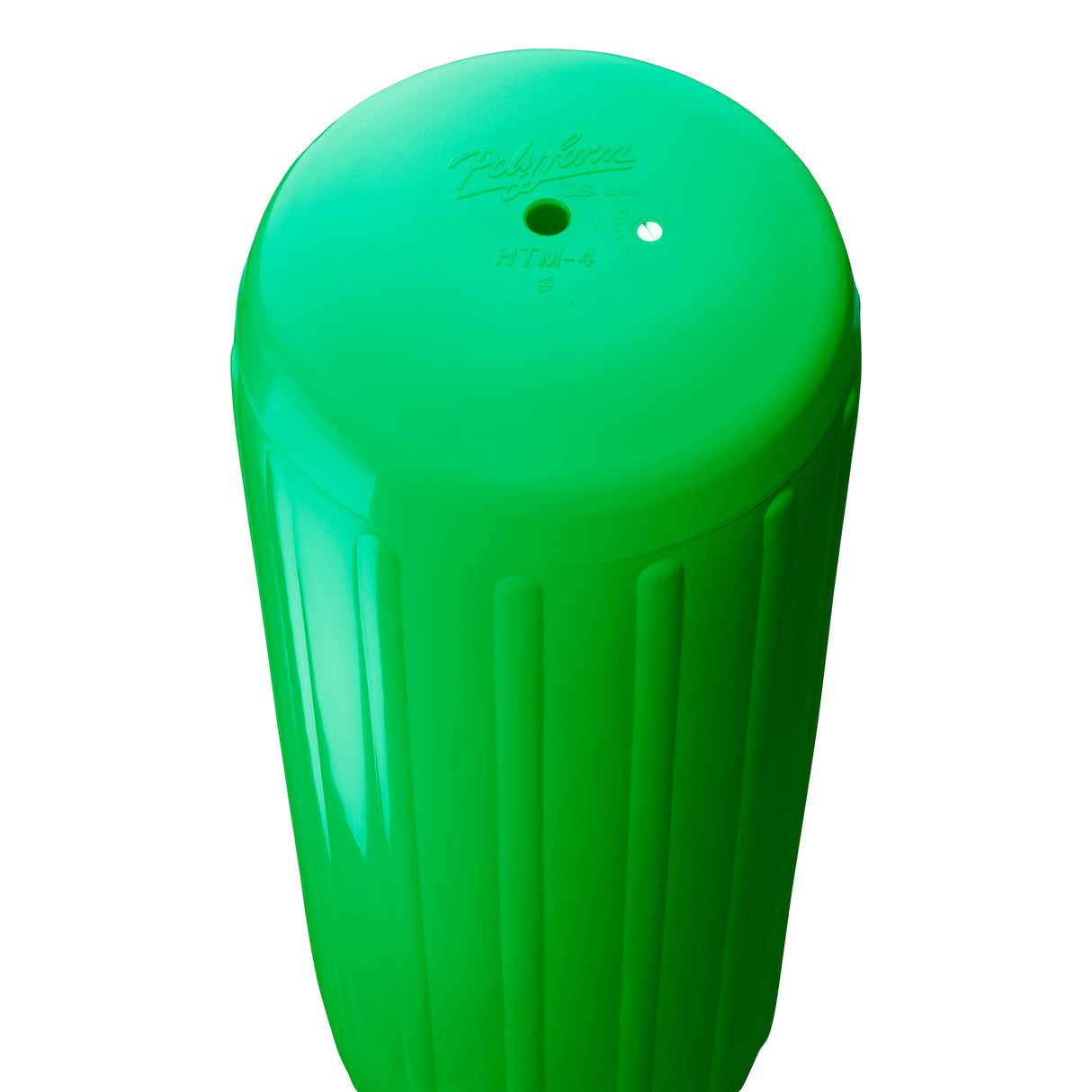 Green hole through center boat fender, Polyform HTM-4 angled shot
