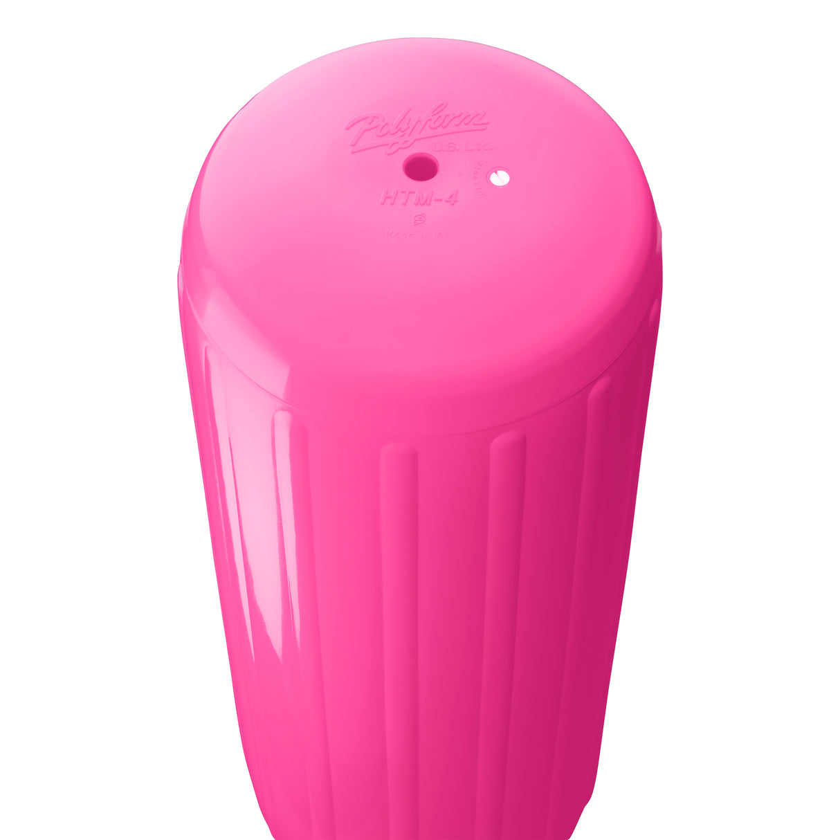 Pink hole through center boat fender, Polyform HTM-4 angled shot