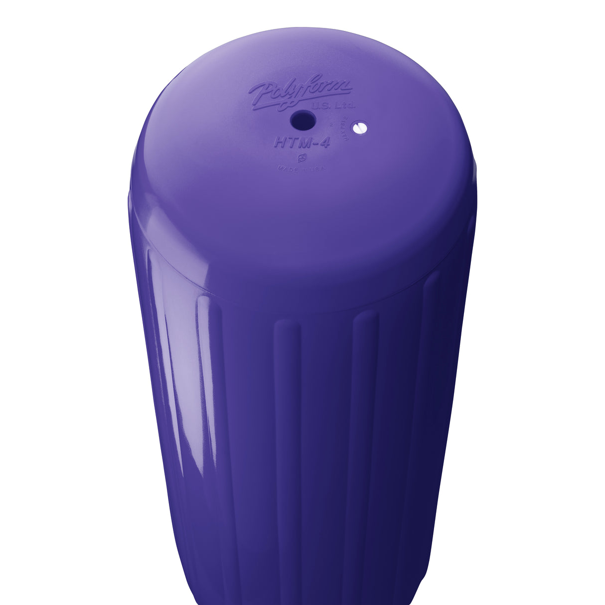 Purple hole through center boat fender, Polyform HTM-4 angled shot