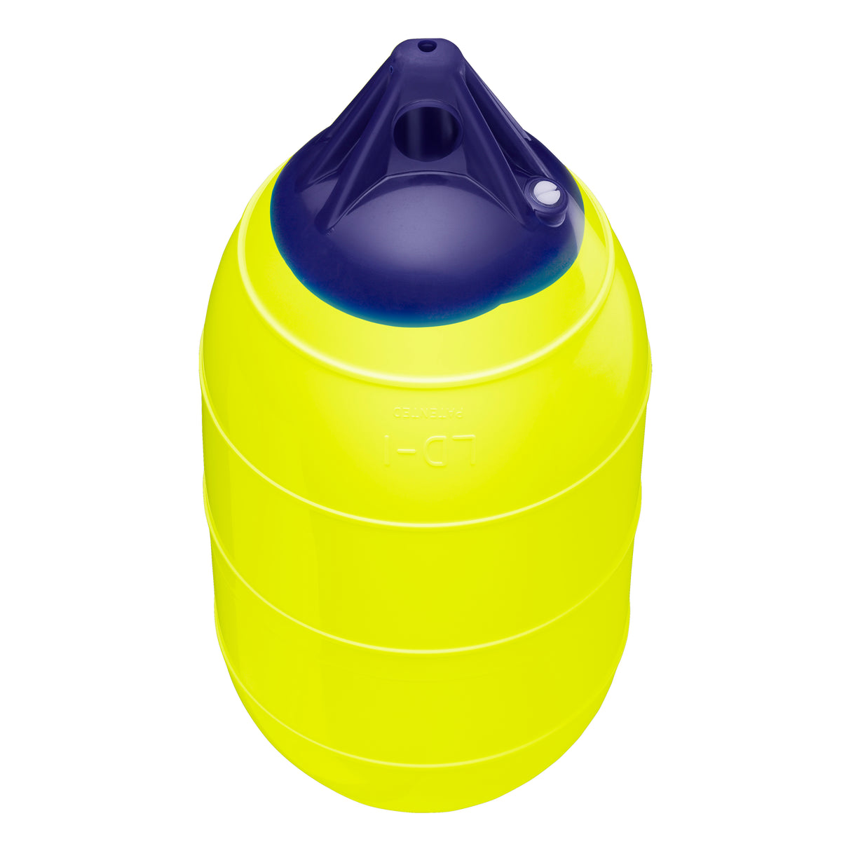 Saturn Yellow inflatable low drag buoy, Polyform LD-1 angled shot