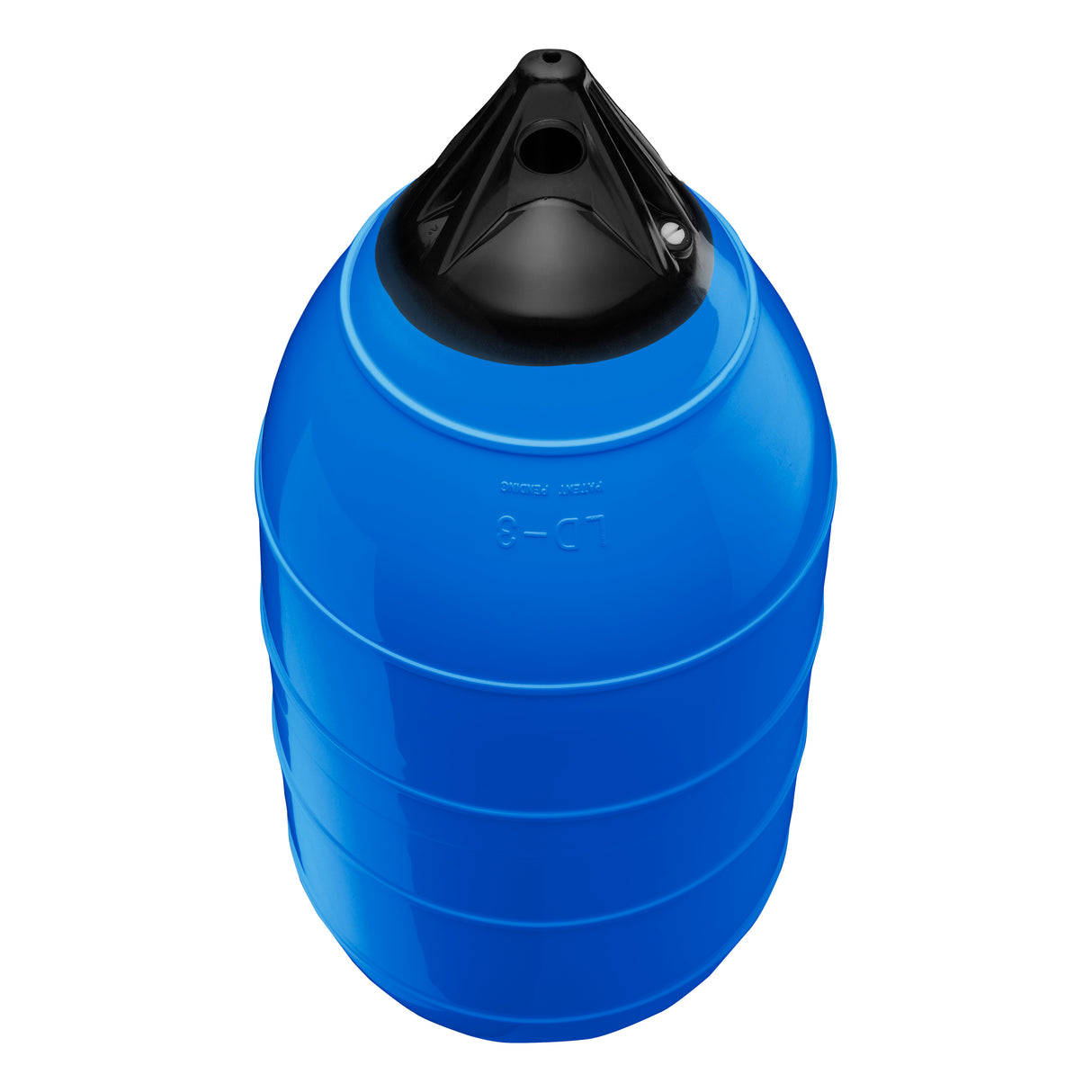 Blue low drag buoy with Black-Top, Polyform LD-3 angled shot