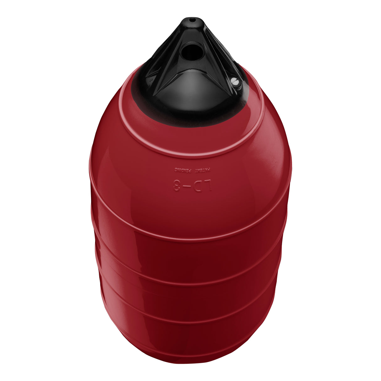 Burgundy low drag buoy with Black-Top, Polyform LD-3 angled shot