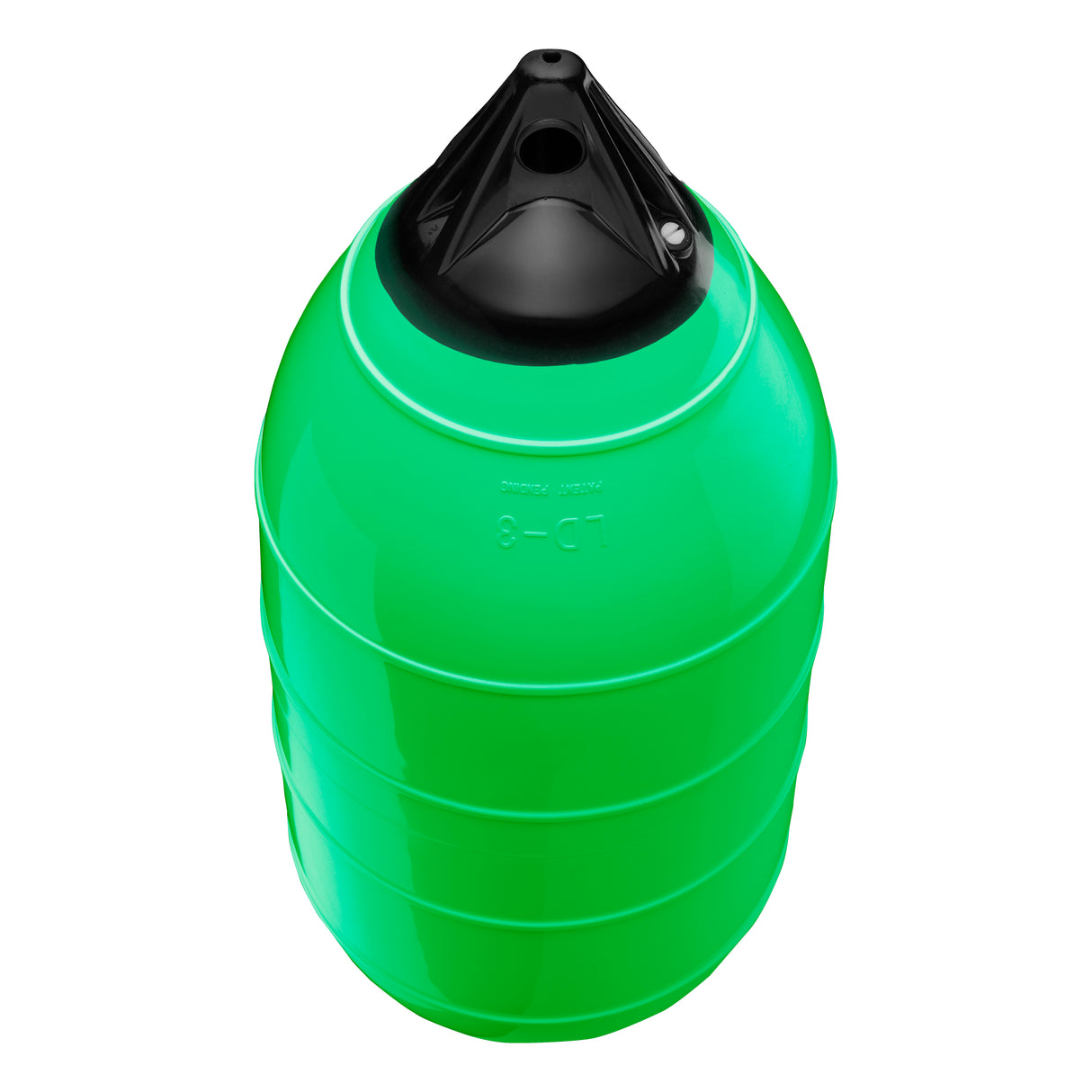Green low drag buoy with Black-Top, Polyform LD-3 angled shot
