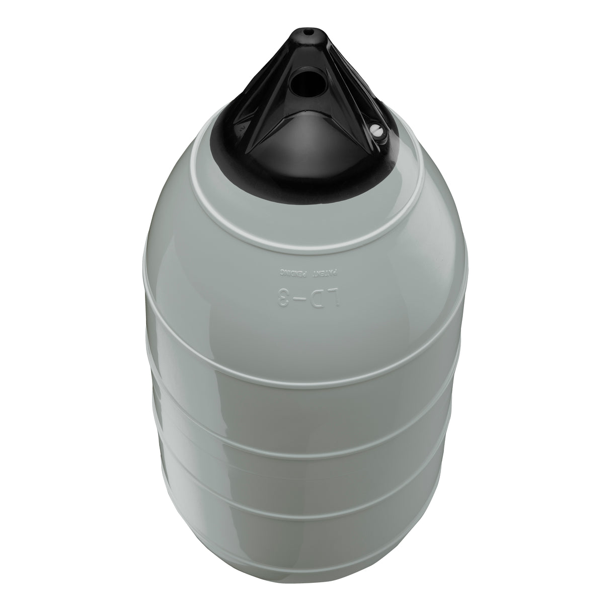 Grey low drag buoy with Black-Top, Polyform LD-3 angled shot