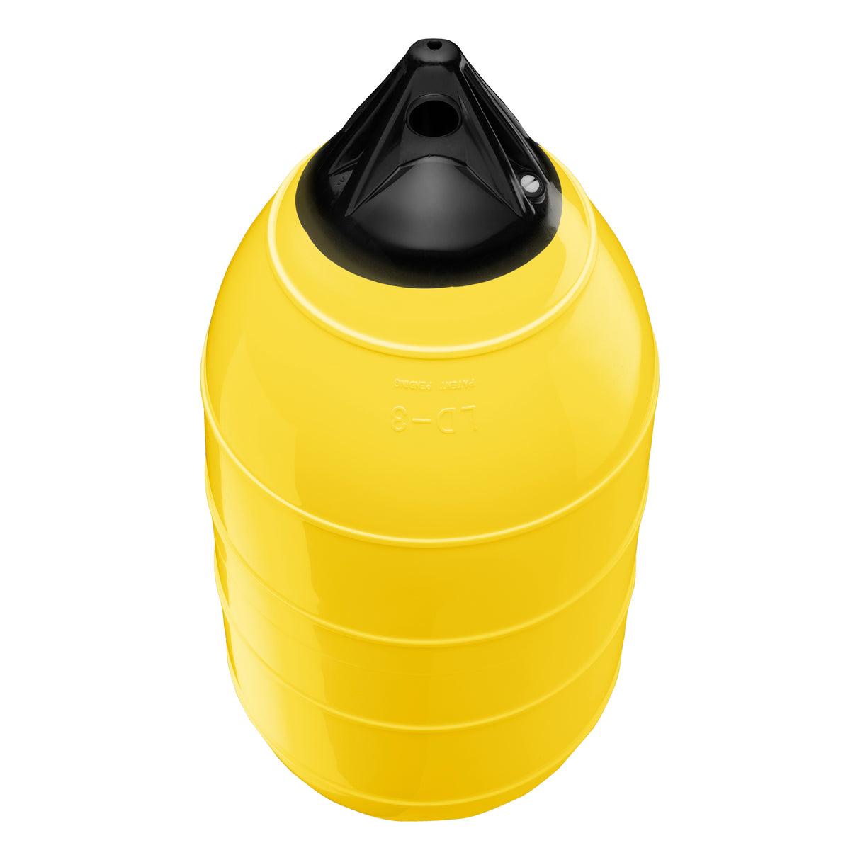 Yellow low drag buoy with Black-Top, Polyform LD-3 angled shot