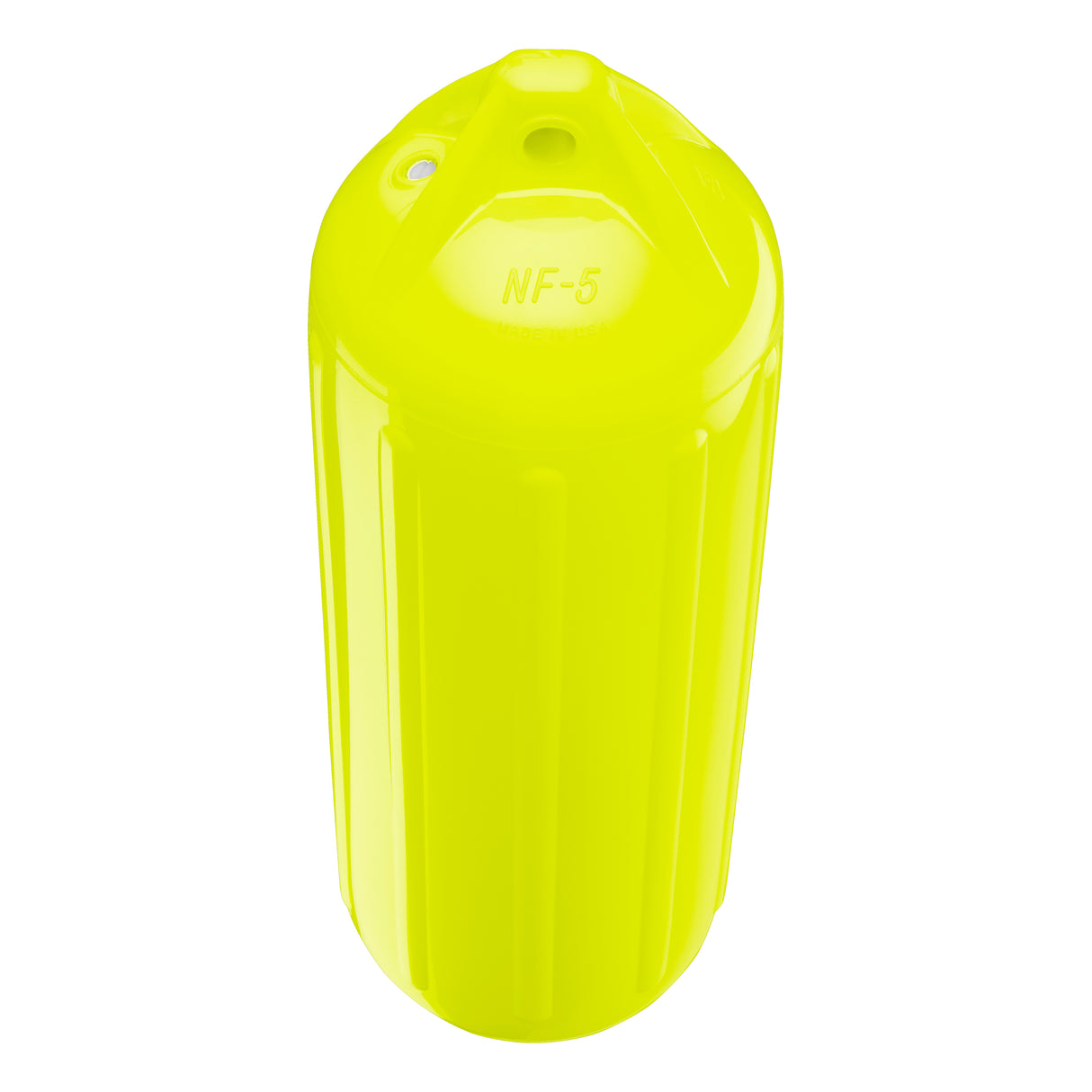 Saturn Yellow boat fender, Polyform NF-5 angled shot