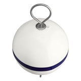 CM-3 Mooring Buoy with stainless steel mooring iron and shackle, white with blue stripe