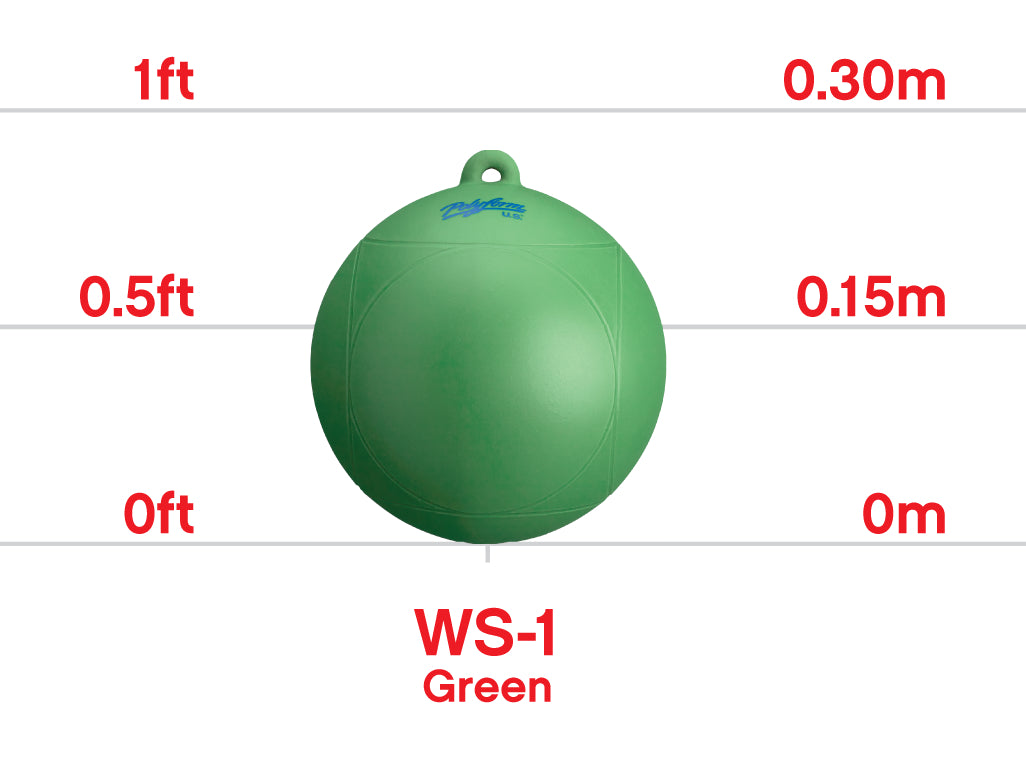 chart showing size of Polyform US WS-Series water ski marker buoys