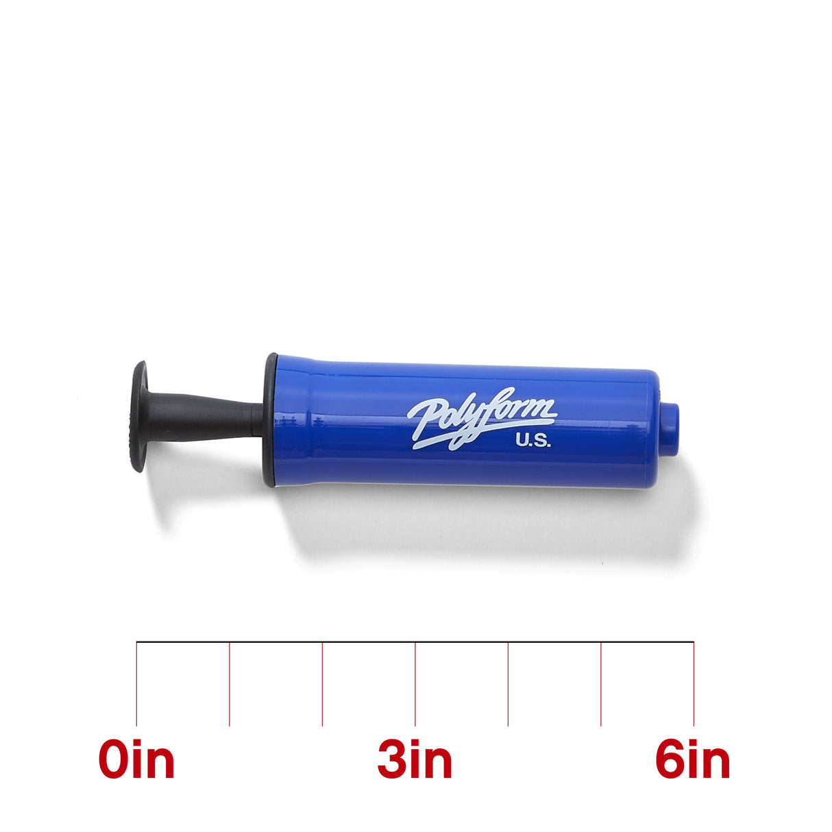 Polyform US mini hand pump for inflating boat fenders and buoys, with scale