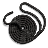Polyform US boat fender line, spliced eye, whiplocked double braid nylon, eight feet long, half inch diameter, black