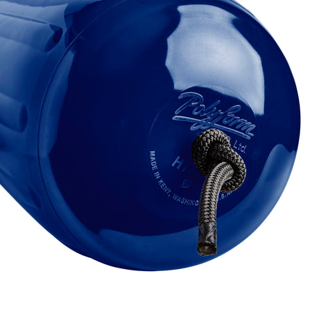 Polyform US boat fender line, whiplocked double braid nylon, black, closeup knot