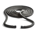 Polyform US boat fender line, whiplocked double braid nylon, twelve feet long, half inch diameter, black, closeup ends