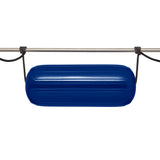 Polyform US boat fender line, whiplocked double braid nylon, twelve feet long, half inch diameter, black, tied to horizontal rail