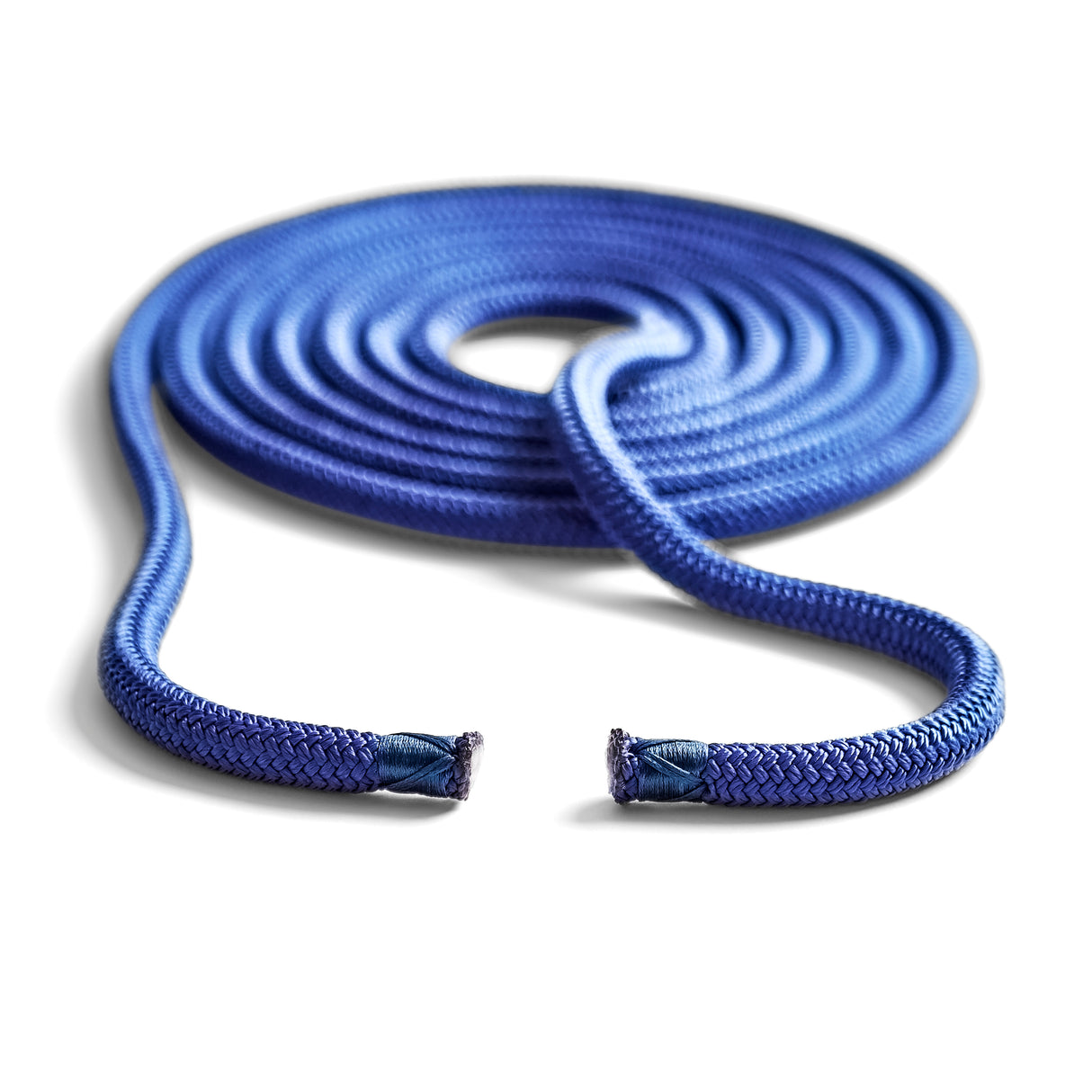 Polyform US boat fender line, whiplocked double braid nylon, twelve feet long, half inch diameter, navy, closeup ends