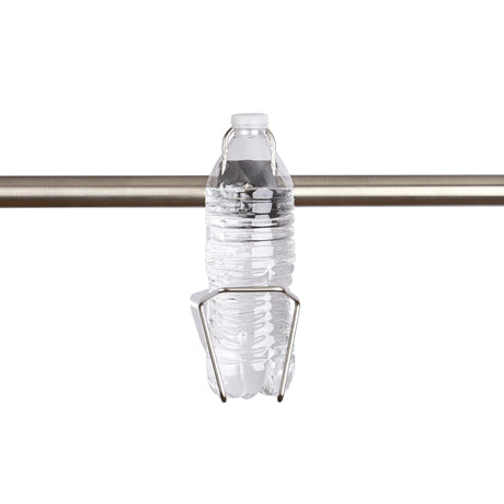 Stainless steel, rail mounted cup holder, with water bottle