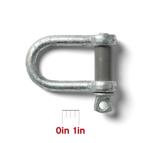 Polyform US number 52 galvanized iron shackle with one inch diameter bushing and scale