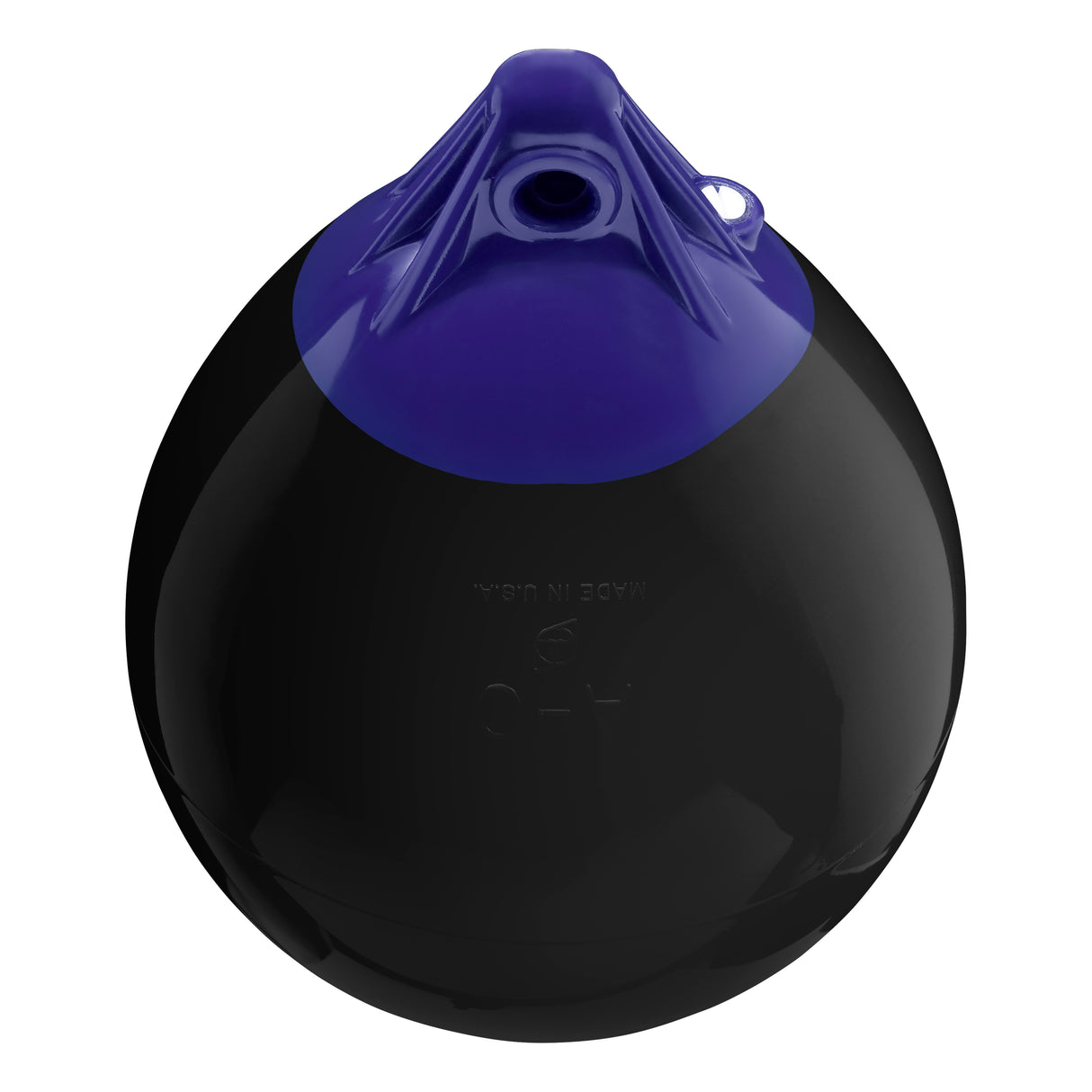 Black inflatable buoy, Polyform A-0 angled shot