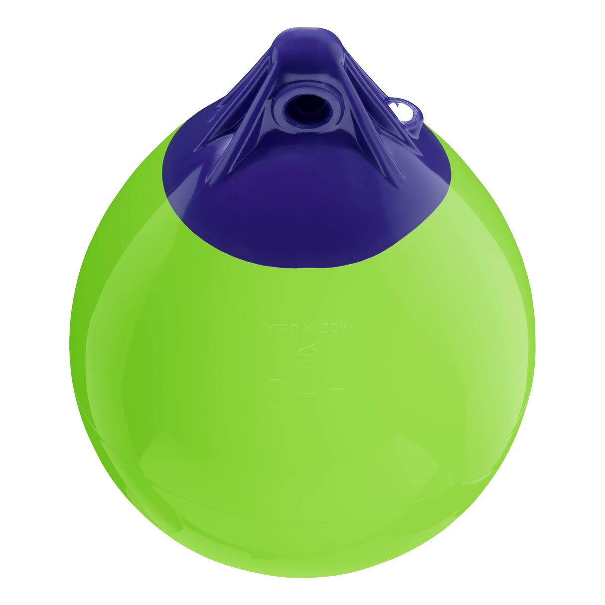 Lime inflatable buoy, Polyform A-0 angled shot