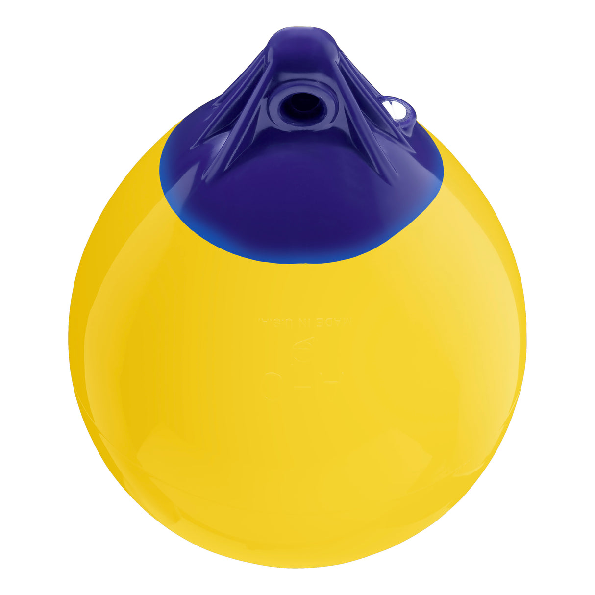 Yellow inflatable buoy, Polyform A-0 angled shot
