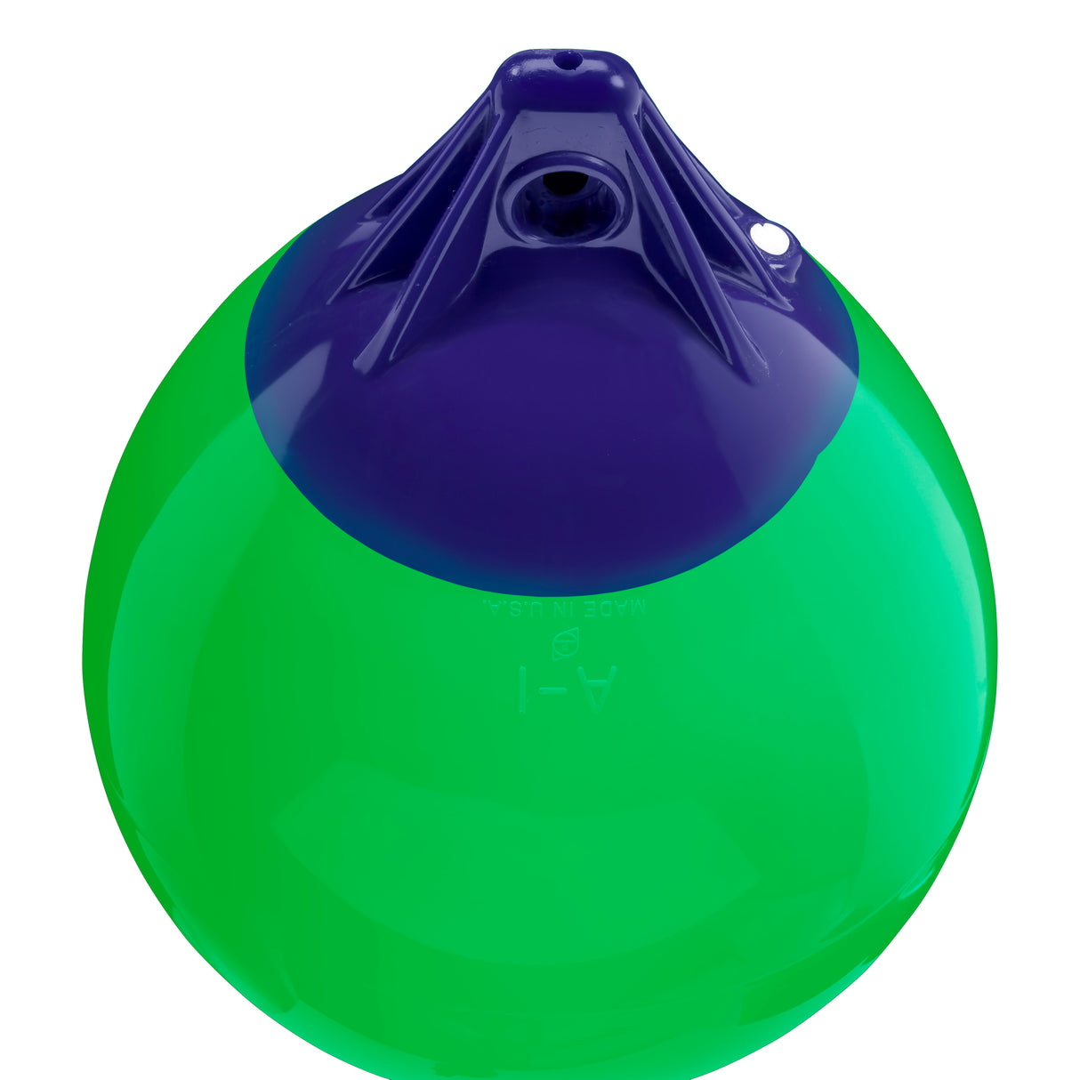 Green inflatable buoy, Polyform A-1 angled shot