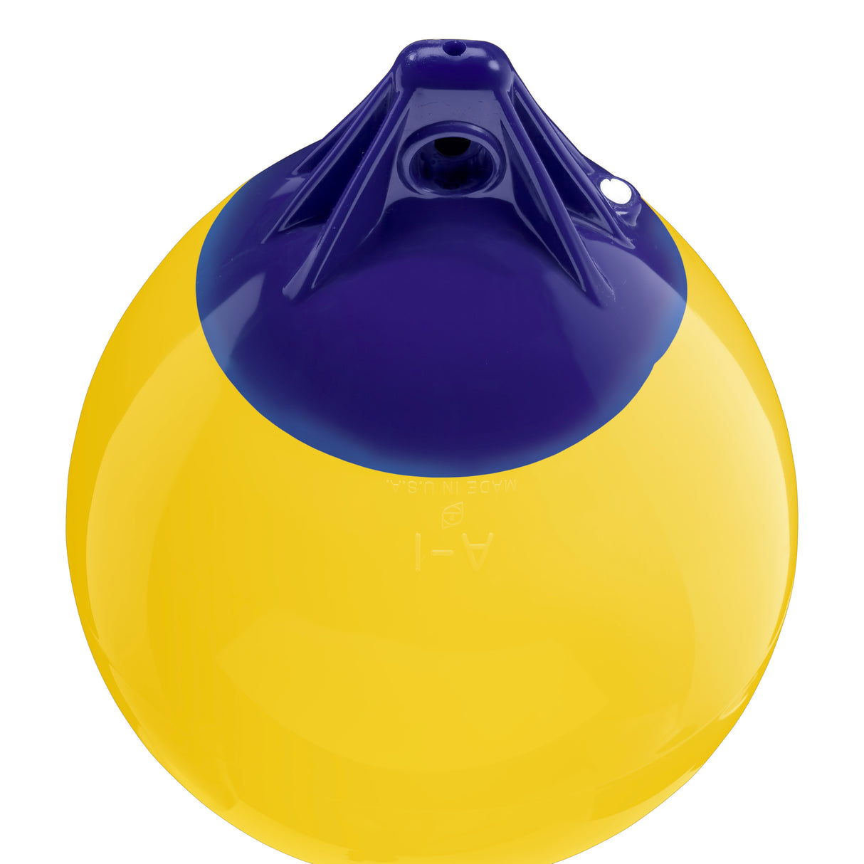 Yellow inflatable buoy, Polyform A-1 angled shot