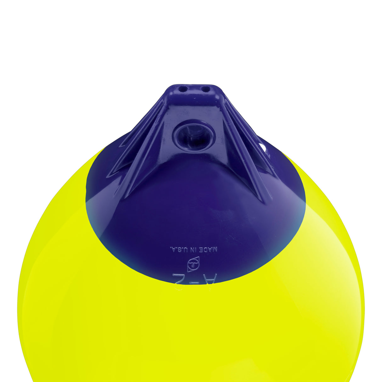 Saturn Yellow inflatable buoy, Polyform A-2 angled shot