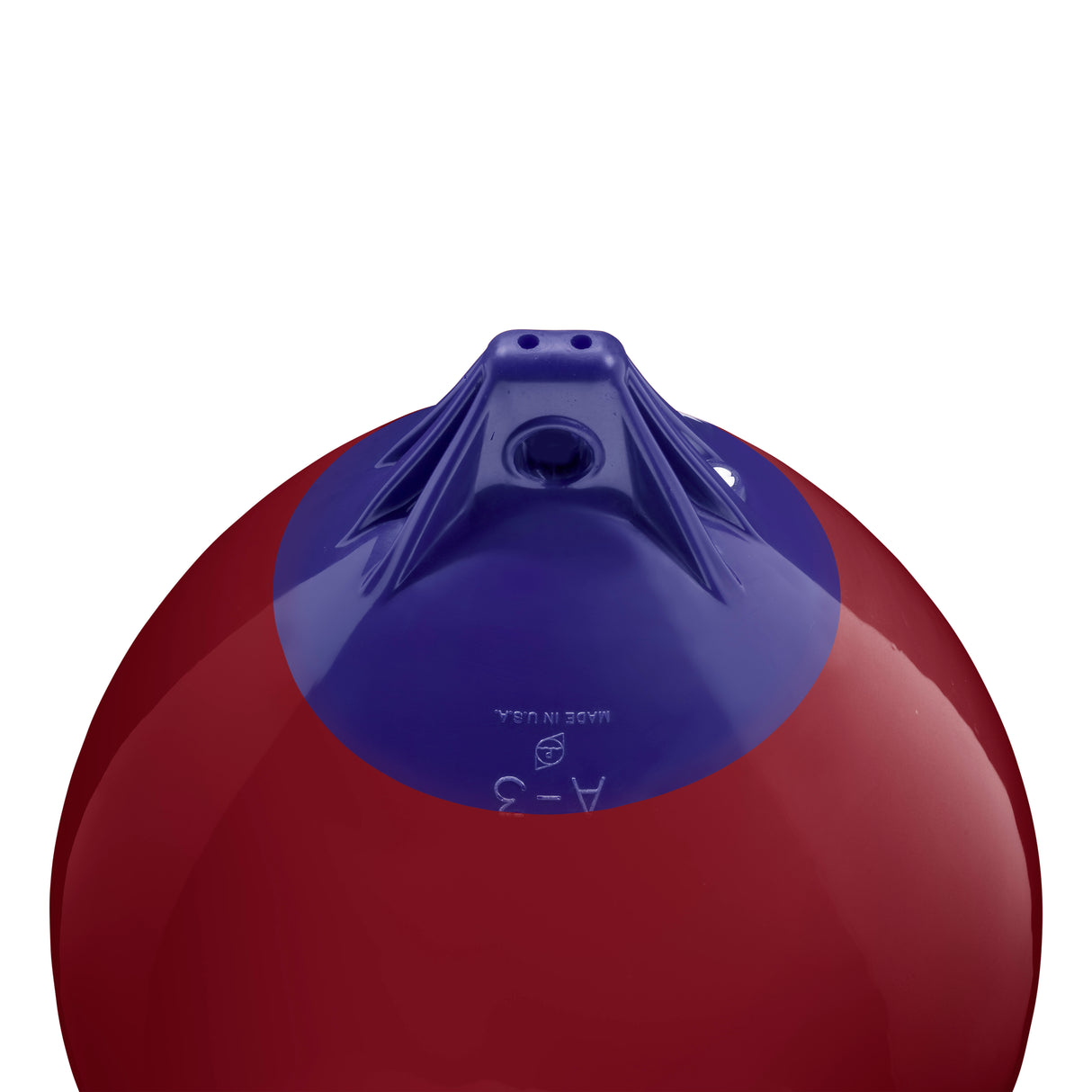 Burgundy inflatable buoy, Polyform A-3 angled shot
