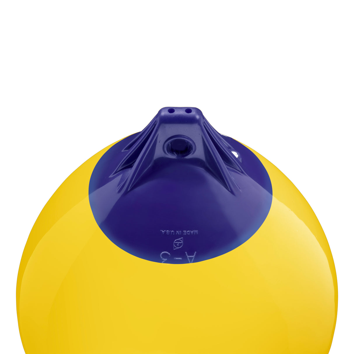 Yellow inflatable buoy, Polyform A-3 angled shot