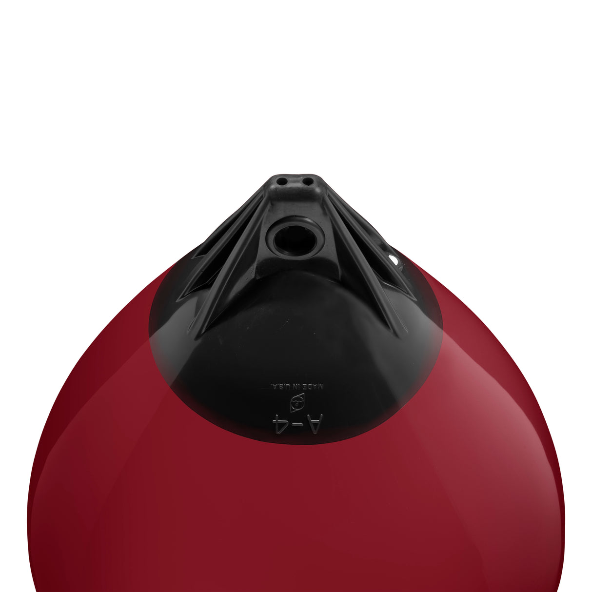 Burgundy buoy with Black-Top, Polyform A-4 angled shot