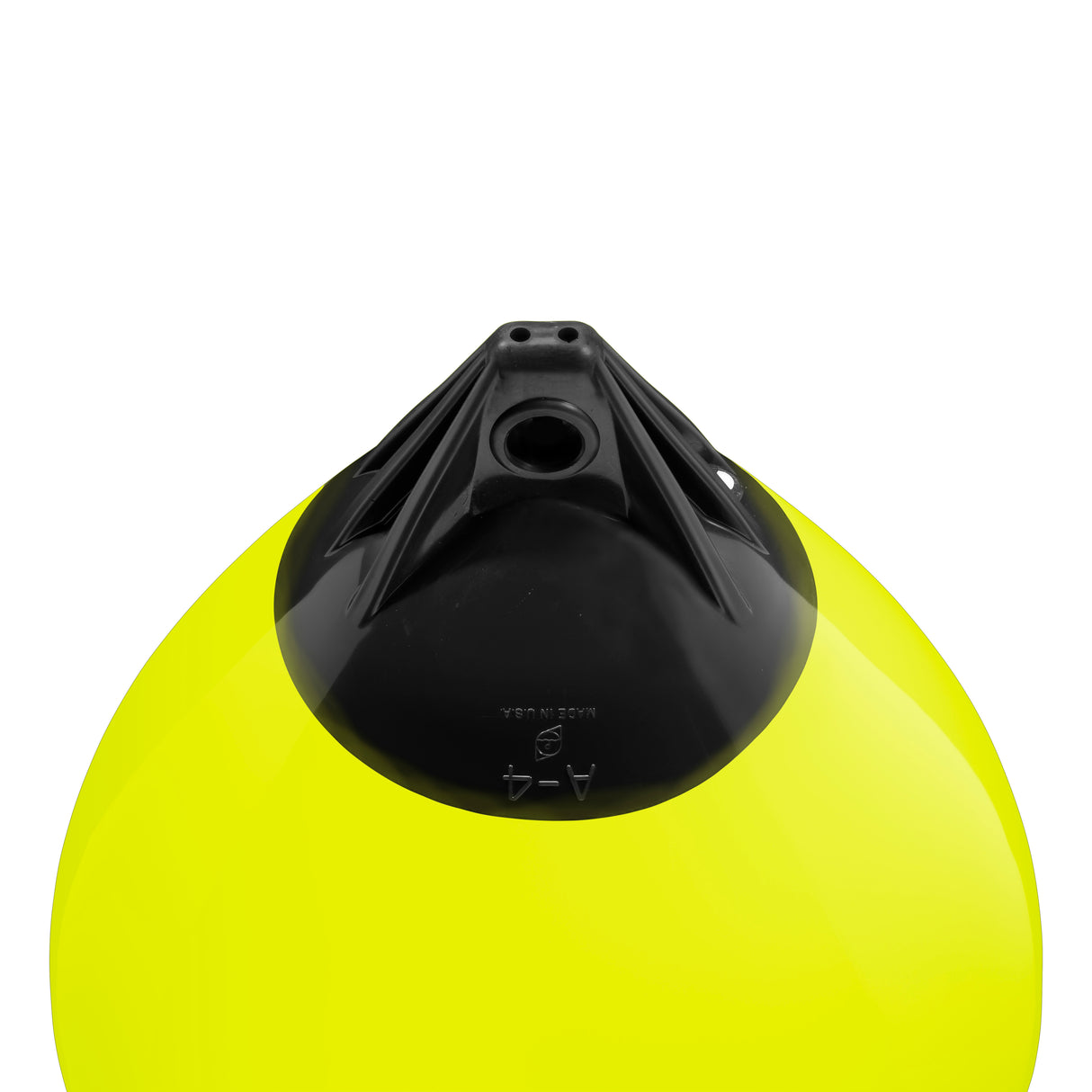 Saturn Yellow buoy with Black-Top, Polyform A-4 angled shot