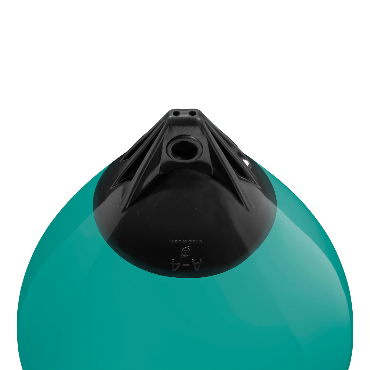 Teal buoy with Black-Top, Polyform A-4 angled shot