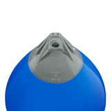 Blue buoy with Grey-Top, Polyform A-4 angled shot