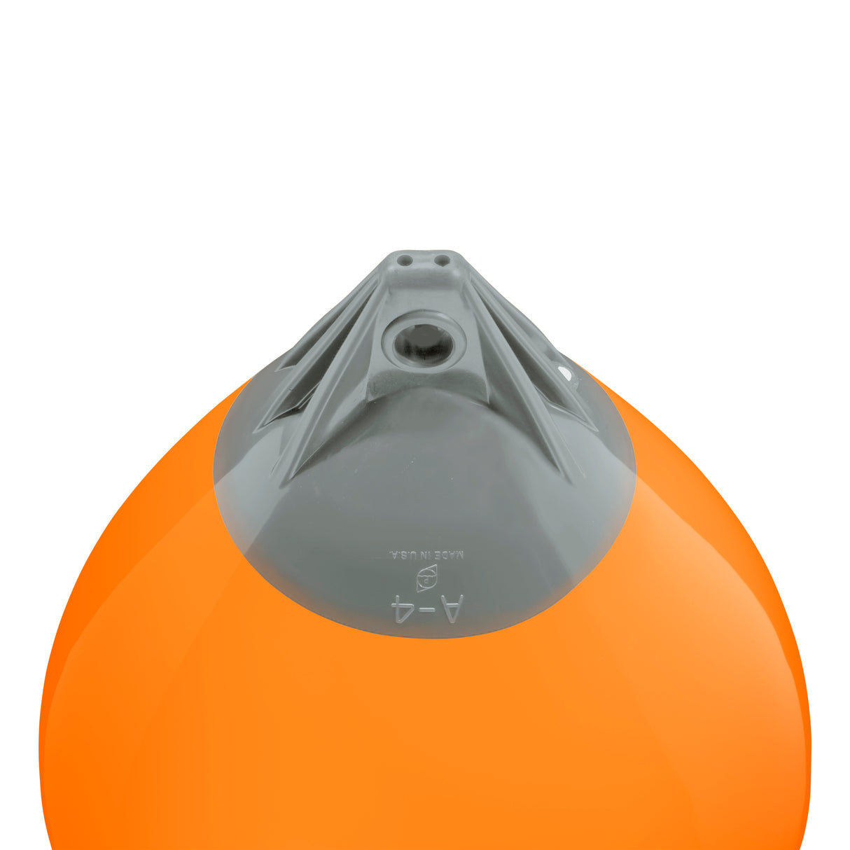 Orange buoy with Grey-Top, Polyform A-4 angled shot