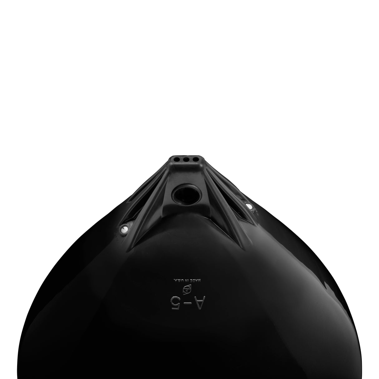 Black buoy with Black-Top, Polyform A-5 angled shot