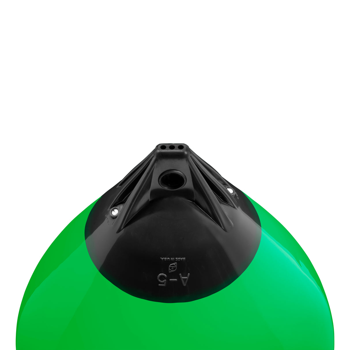 Green buoy with Black-Top, Polyform A-5 angled shot