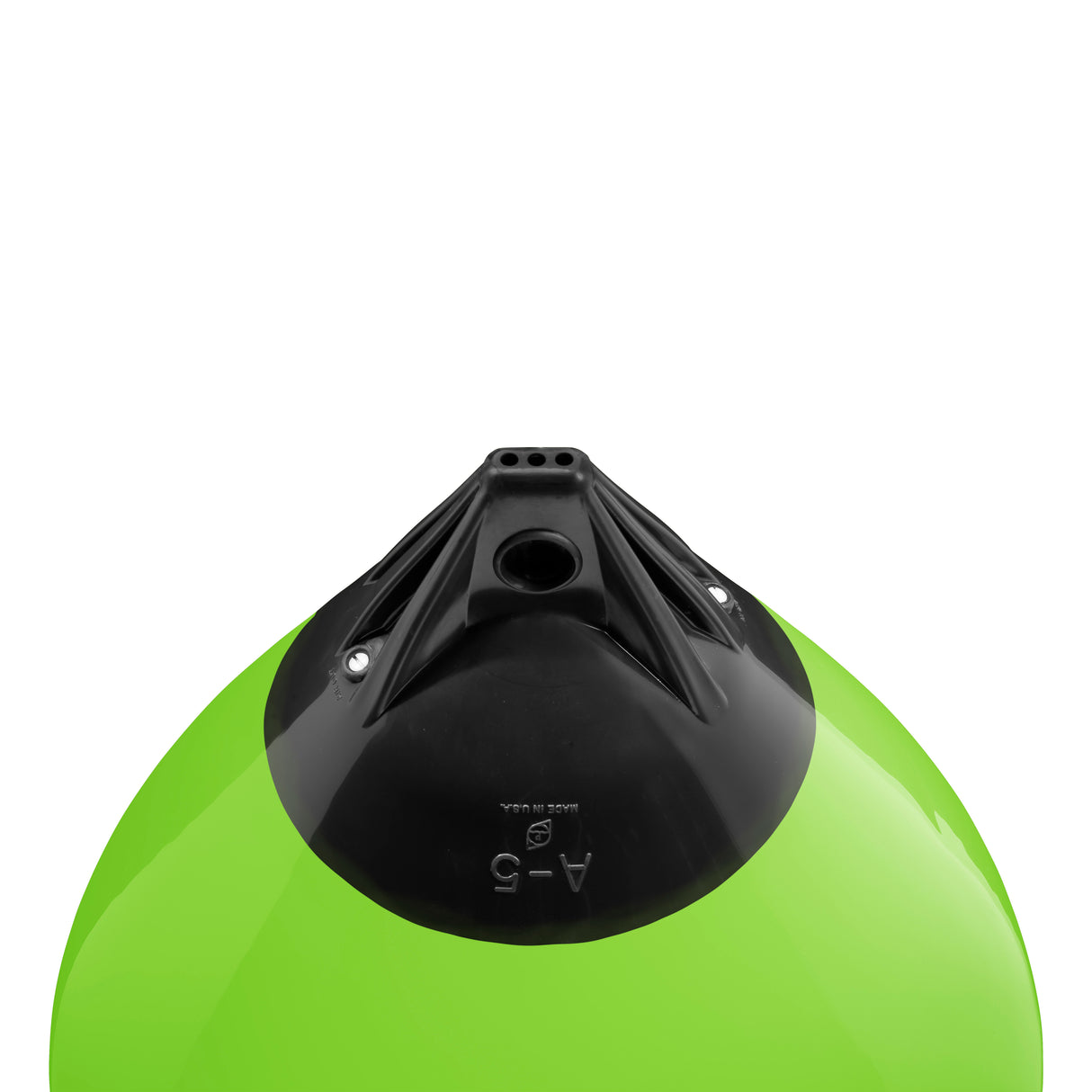 Lime buoy with Black-Top, Polyform A-5 angled shot
