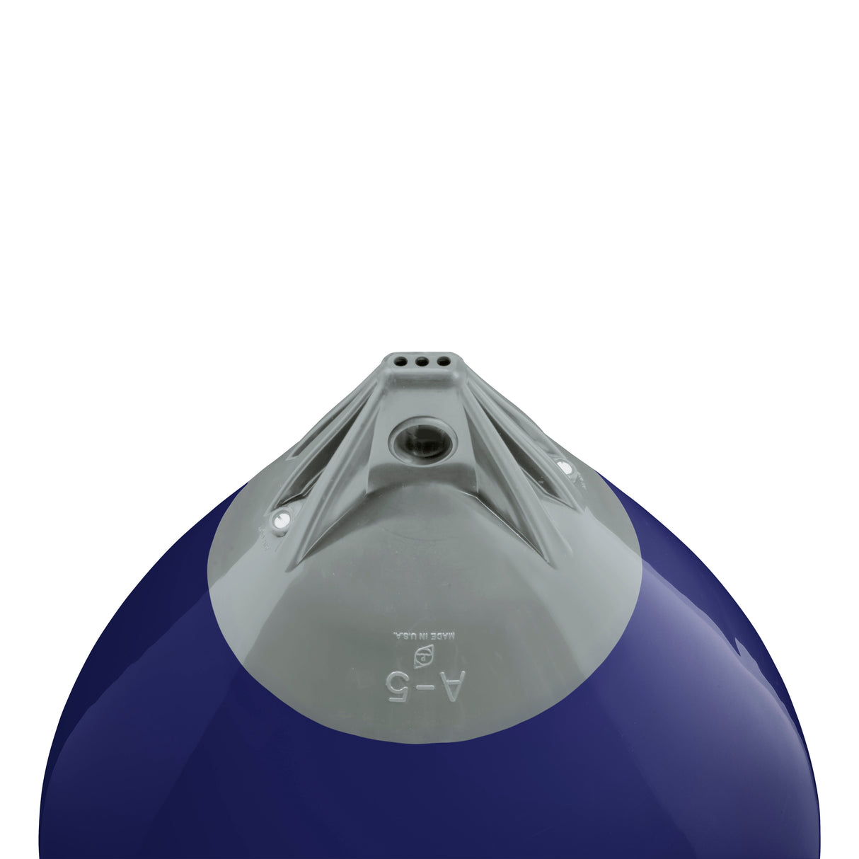 Navy Blue buoy with Grey-Top, Polyform A-5 angled shot