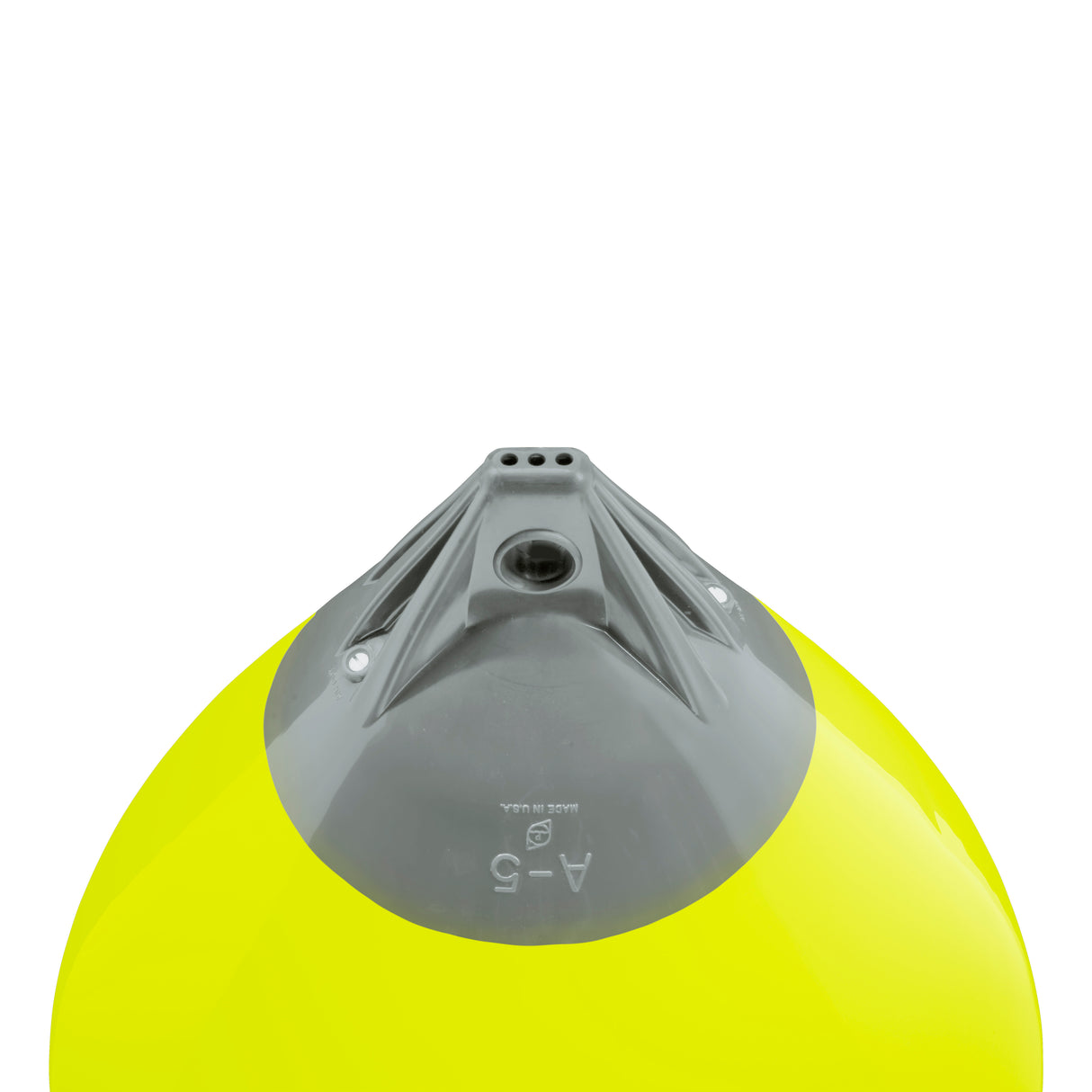 Saturn Yellow buoy with Grey-Top, Polyform A-5 angled shot