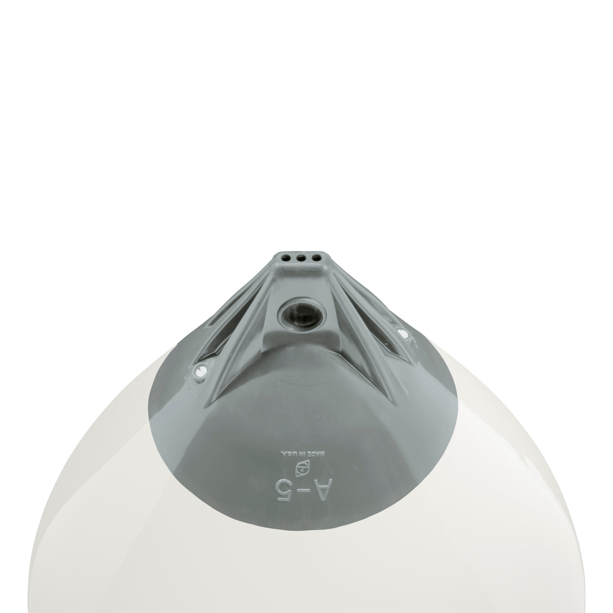 White buoy with Grey-Top, Polyform A-5 angled shot