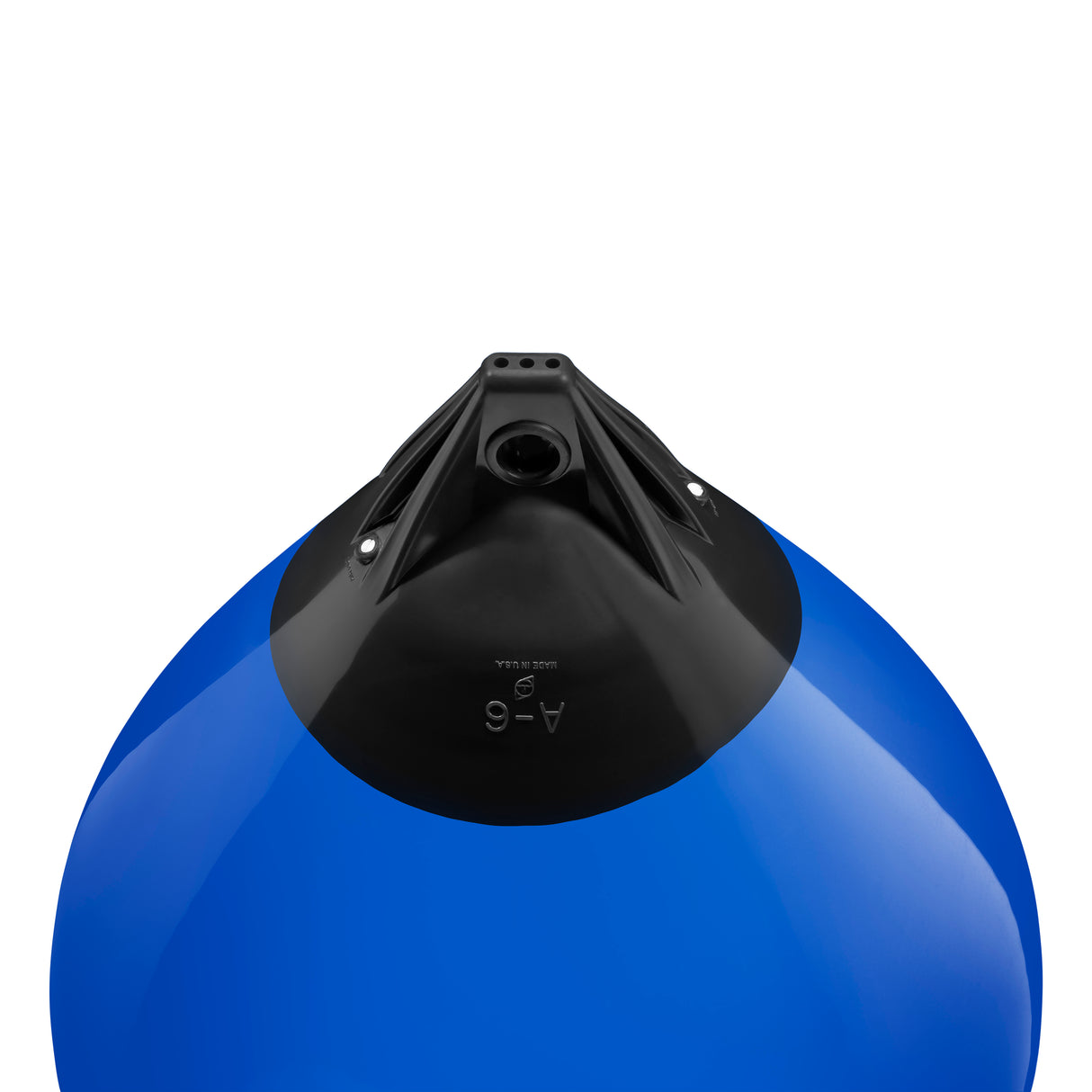Blue buoy with Black-Top, Polyform A-6 angled shot